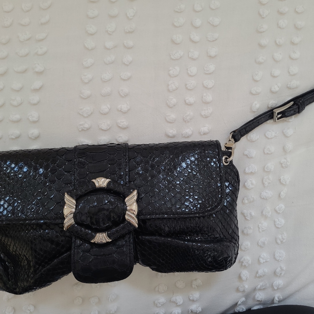 Silvano Biagini Python Snake Black Clutch Italy - image 4
